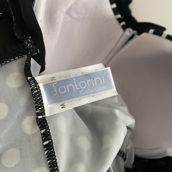 M (8-10) Santorini Collection polka dot tankini black/white/red/gold - Picture 3 of 8